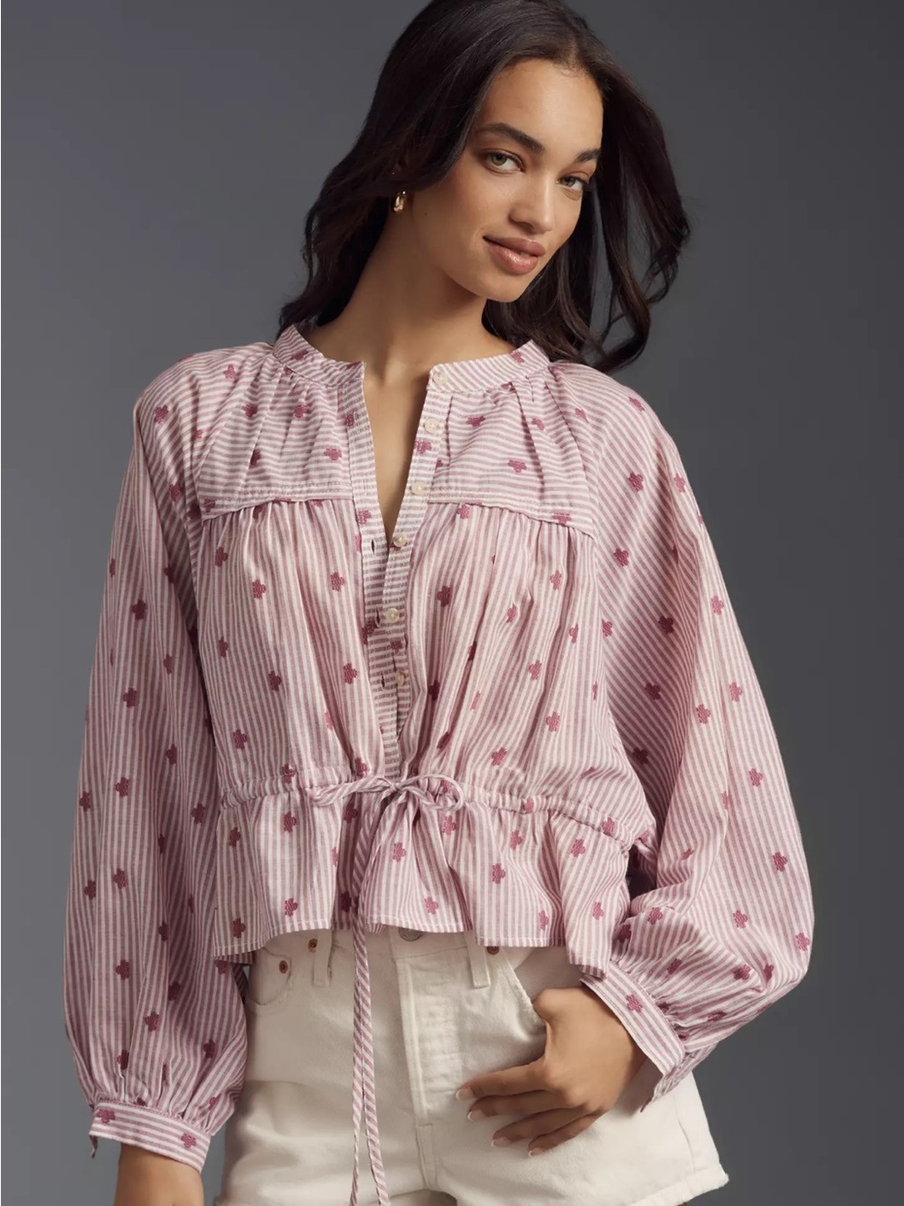 Anthropologie pilcro the Sidney batwing blouse cinch waist edition